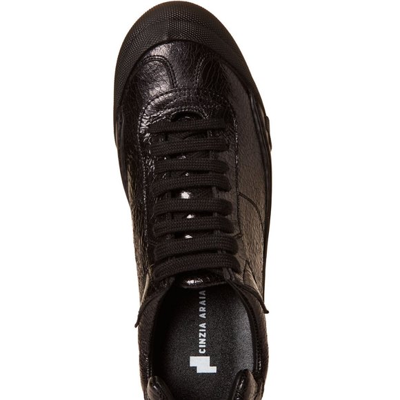 NEW 🖤 Cinzia Araia Black Crackled Low Top Sneakers 9 - Picture 13 of 13